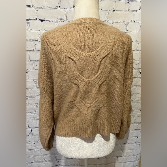 Debut Womens Soft Pullover Chunky Sweater Balloon Sleeve Soft Tan Brown Small - Picture 3 of 6